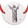 Brățară argint 925 cu Isus binecuvântând, șnur reglabil — cadou creștin B-E0437