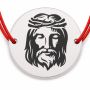 Brățară argint 925 cu chipul lui Isus, șnur reglabil — cadou creștin B-E0436