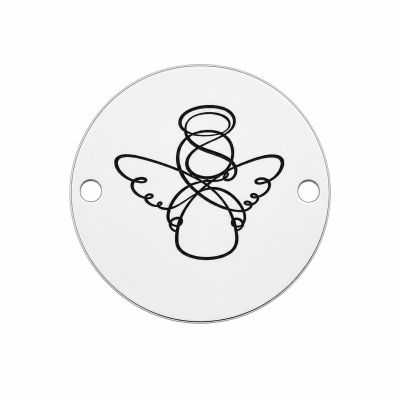 Element brățară înger din argint 925, tăbliță rotundă gravată cu îngeraș 16.5 mm E1106