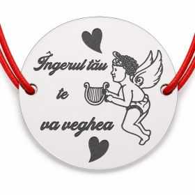 Brățară argint 925 Îngerul tău te va veghea, șnur reglabil B-E1513