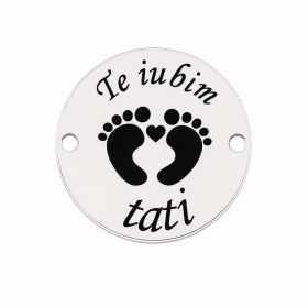 BÄƒnuÈ› argint 925 gravat mesajul Te iubim tati, douÄƒ tÄƒlpiÈ›e È™i o inimÄƒ E0078