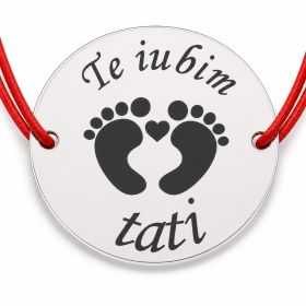 Brățară argint 925 Te iubim tati cu tălpițe, șnur reglabil B-E0078