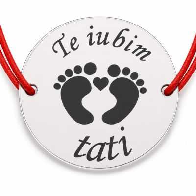 Brățară argint 925 Te iubim tati cu tălpițe, șnur reglabil B-E0078