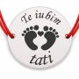 Brățară argint 925 Te iubim tati cu tălpițe, șnur reglabil B-E0078