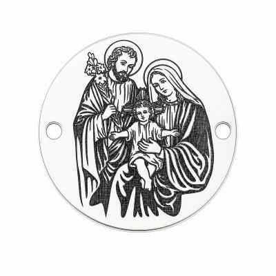 BÄƒnuÈ› argint 925 gravat icoana Sfintei Familii, cu Pruncul Ã®ntre Maria È™i Iosif E1501
