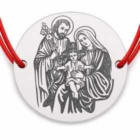 Brățară argint 925 cu Sfânta Familie, șnur reglabil B-E1501