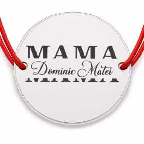 Brățară argint 925 MAMA personalizabilă cu numele copilului, șnur reglabil B-S141
