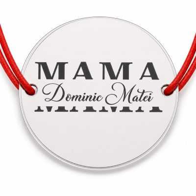Brățară argint 925 MAMA personalizabilă cu numele copilului, șnur reglabil B-S141