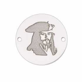 Medalion portret de pirat din argint 925, gravură laser 16.5mm E1234
