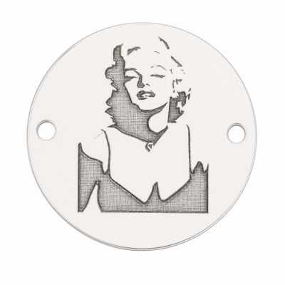 Pandantiv argint 925 divă retro, gravură laser 16.5mm