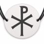 Brățară argint 925 cu bănuț Chi-Rho, șnur negru reglabil — R0002