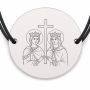 Brățară argint 925 cu bănuț Sfinții Constantin și Elena, șnur negru reglabil — R0012