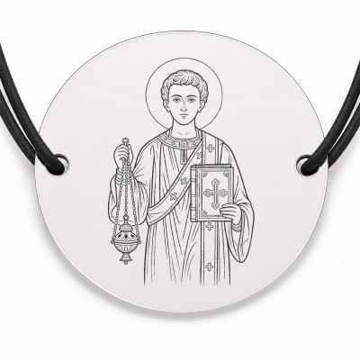 Brățară argint 925 cu bănuț Sfântul Ștefan, șnur negru reglabil — R0017