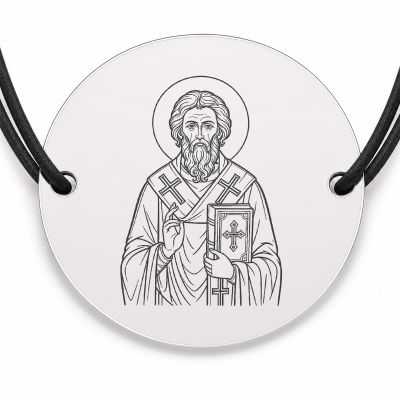 Brățară argint 925 cu bănuț Sfântul Alexandru, șnur negru reglabil — R0019