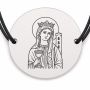Brățară argint 925 cu bănuț Sfânta Varvara, șnur negru reglabil — R0024