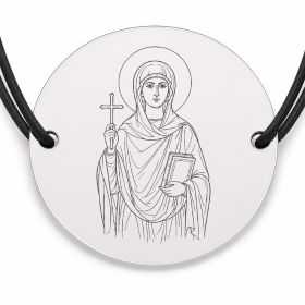 Brățară argint 925 cu bănuț Sfânta Sofia, șnur negru reglabil — R0026