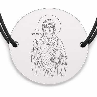 Brățară argint 925 cu bănuț Sfânta Sofia, șnur negru reglabil — R0026