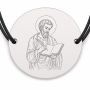 Brățară argint 925 cu bănuț Sfântul Apostol Matei, șnur negru reglabil — R0028