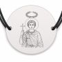 Brățară argint 925 cu bănuț Sfântul Mucenic Victor, șnur negru reglabil — R0032