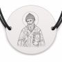 Brățară argint 925 cu bănuț Sfântul Spiridon, șnur negru reglabil — R0033