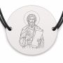Brățară argint 925 cu bănuț Sfântul Apostol Iacob, șnur negru reglabil — R0038