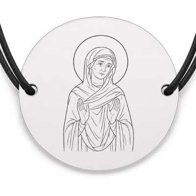 Brățară argint 925 cu bănuț Sfânta Elisabeta, șnur negru reglabil — R0039