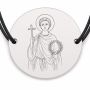 Brățară argint 925 cu bănuț Sfântul Emilian, șnur negru reglabil — R0045