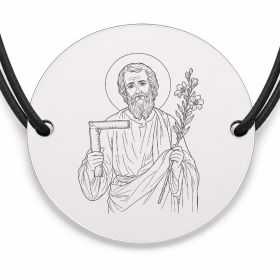 Brățară argint 925 cu bănuț Sfântul Iosif, șnur negru reglabil — R0047