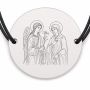 Brățară argint 925 cu bănuț Buna Vestire, șnur negru reglabil — R0048
