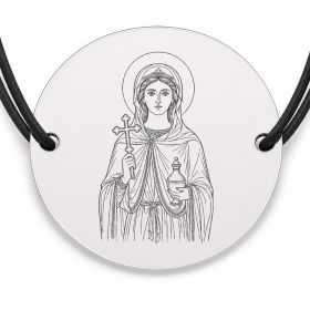Brățară argint 925 cu bănuț Sfânta Anastasia, șnur negru reglabil — R0049