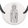 Brățară argint 925 cu bănuț Sfânta Tatiana, șnur negru reglabil — R0050