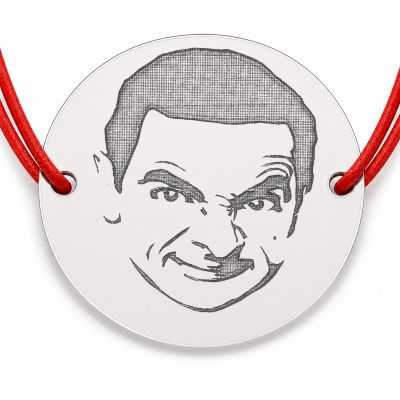 Brățară argint 925 cu chip de comediant, șnur reglabil B-E1237