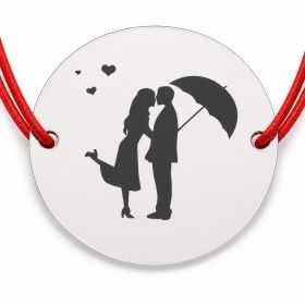 Brățară argint 925 cu îndrăgostiți sub umbrelă, șnur reglabil B-E0619