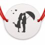 Brățară argint 925 cu îndrăgostiți sub umbrelă, șnur reglabil B-E0619