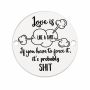Bănuț haios "Love Is Like A Fart" argint 925, 16.5 mm E1284 GS