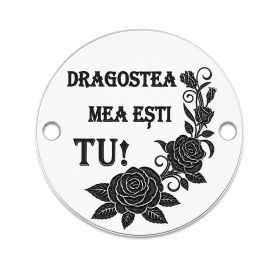 Bănuț "Dragostea Mea Ești Tu" trandafiri argint 925, 16.5 mm E1432 GS