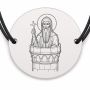 Brățară argint 925 cu bănuț Sfântul Simeon Stâlpnicul, șnur negru reglabil — R0057