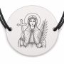 Brățară argint 925 cu bănuț Sfânta Muceniță Irina, șnur negru reglabil — R0058