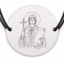 Brățară argint 925 cu bănuț Sfânta Muceniță Eugenia, șnur negru reglabil — R0059
