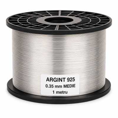 SR10 - Sârmă de argint 925 duritate medie 0,35 mm pentru bijuterii - 1 metru