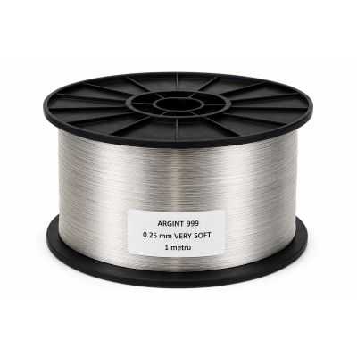 Sârmă de argint 999 foarte moale RR 0,25 mm pentru bijuterii - 1 metru