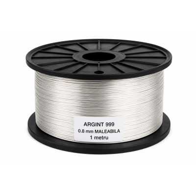 SR22 - Sârmă de argint 999 foarte moale WR 0,8 mm pentru bijuterii - 1 metru