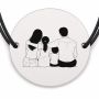 Brățară argint 925 cu bănuț gravat familie cu doi copii, șnur negru reglabil — R0093