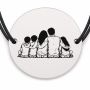 Brățară argint 925 cu bănuț gravat familie numeroasă, șnur negru reglabil — R0109