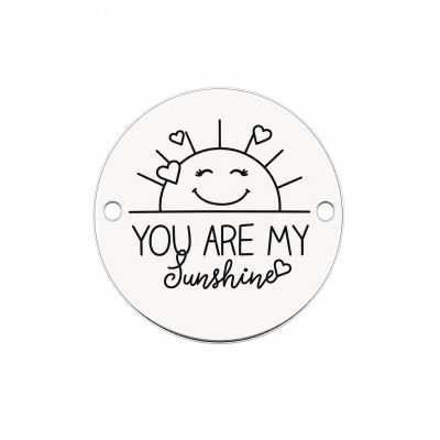 Bănuț argint 925 gravat soare zâmbitor și mesajul You Are My Sunshine, Ø 16,5 mm — pentru cineva drag E1443