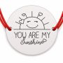 Brățară argint 925 cu bănuț soare zâmbitor și mesajul You Are My Sunshine, șnur reglabil — cadou pentru cineva drag B-E1443