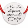 Brățară argint 925 cu bănuț mesajul Noi doi definim infinitul și simbol infinit, șnur reglabil — cadou pentru cuplu B-E1698