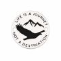 Bănuț argint 925 gravat munți, pasăre și mesajul Life is a Journey, Ø 16,5 mm — pentru aventurieri E0778
