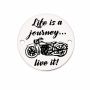 Bănuț argint 925 gravat motocicletă și mesajul Life is a journey, live it, Ø 16,5 mm — pentru motocicliști E1335
