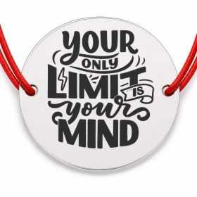 Brățară argint 925 cu bănuț mesajul Your only limit is your mind, șnur reglabil — cadou motivațional B-E1268